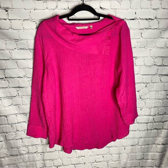 Soft Surroundings Giovinezza Womens Cowl Neck Cotton Pink Tunic Top Size Large - Picture 4 of 7